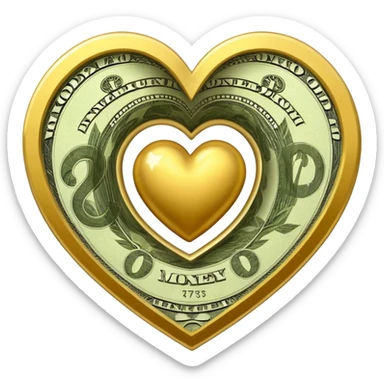 An heart composed of money. sticker