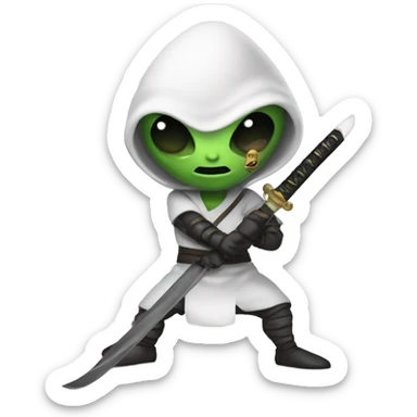 Alien with a katana sticker