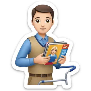 Testemunha de jeová com revista com carrinho de revistas sticker