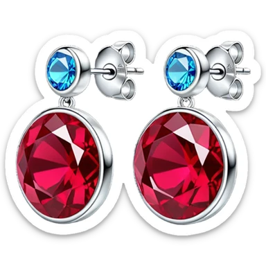Shiny round perfect glimmering sparkly ruby earrings sticker