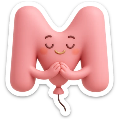 Change the balloon M to pink, keep the warm, grateful expression and gratitude vibe, with no background. sticker