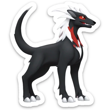 Black Cool Edgy Sergal-Houndoom-Fakémon  with White and Red Edgy markings sticker