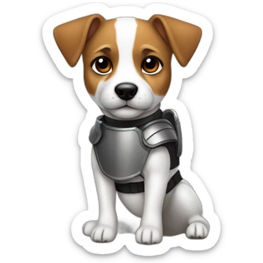 jack russell dog with black eyes in body armor sticker