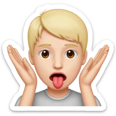 tongue sticked out with hands on the side of the head sticker