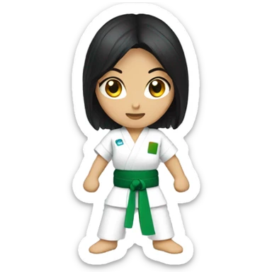 black-haired woman Karateka Green belt sticker