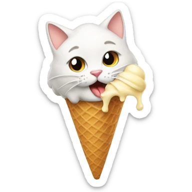 cat licking a vanilla ice cream  sticker