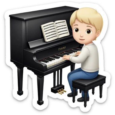 child playing piano sticker