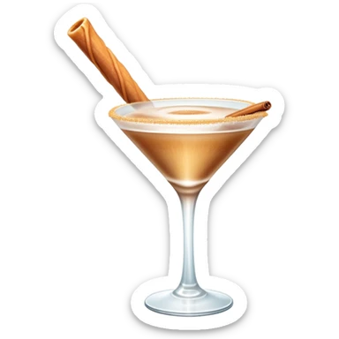 Cinnamon churro martini with one churro sticking out of the glass sticker