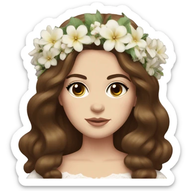 Lana del rey with brunette hair and a flower crown sticker