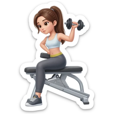 Girl lifting dumbbells sticker