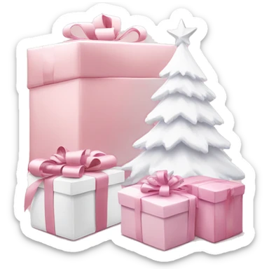 Light pink Christmas gifts under a white Christmas tree  sticker
