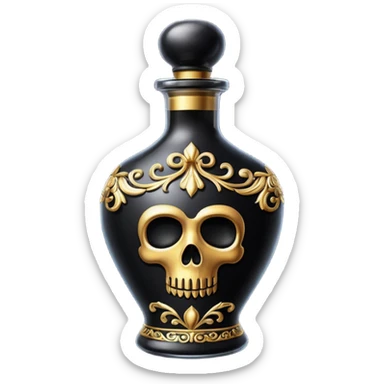 an elegant black poison bottle, no skull  sticker
