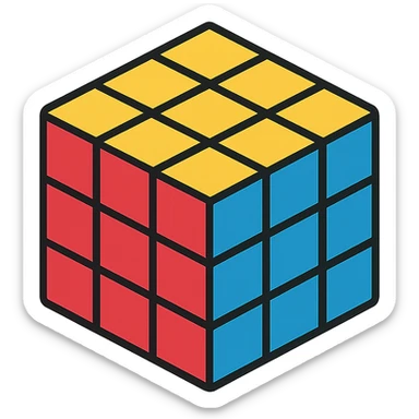 a Rubik's cube, vibrant and colorful, modern icon style sticker