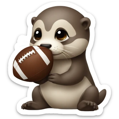Baby otter holding a football sticker