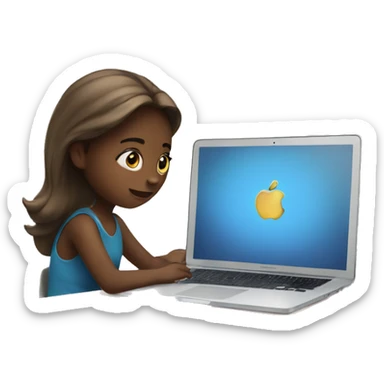 Girl studying with MacBook sticker