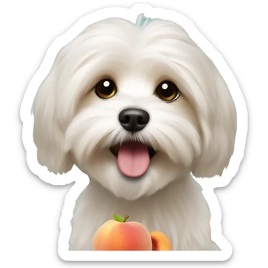 havanese dog licking peach sticker