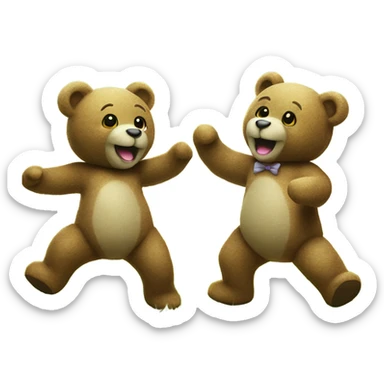 2 teddy bears dancing on 
 grass sticker