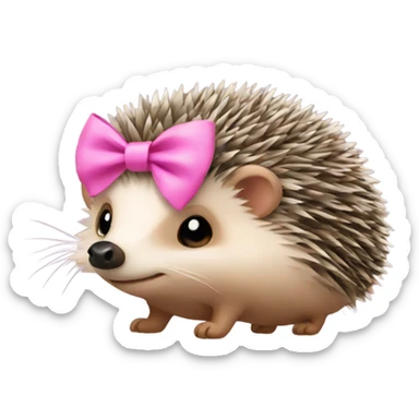 hedgehog with a pink bow sticker