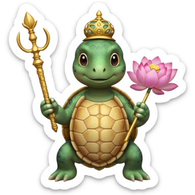 turtle, scepter, buddhism, lotus sticker