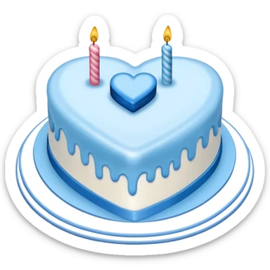 Blue heart shaped birthday cake sticker
