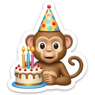 monkey celebrating birthday sticker