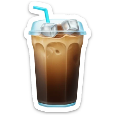 Iced coffee with iced cubes visible no face sticker