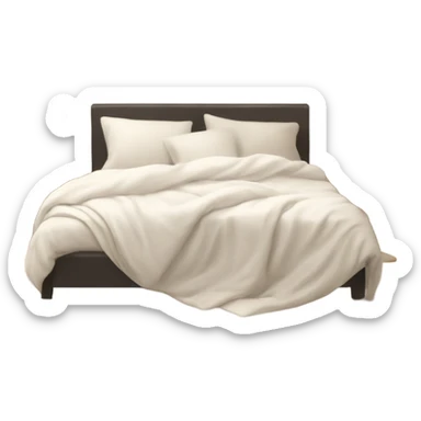 White bed with pillows and blankets, cozy vibe sticker