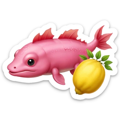 J’aimerais un Axolotl rose qui mange un citron sticker