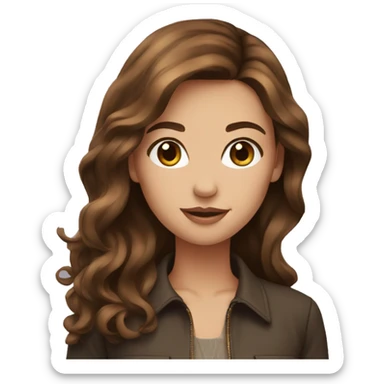 A beautiful girl with brown hair is fashionable sticker