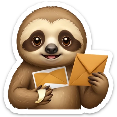 A sloth holding a invitation in his hand sticker