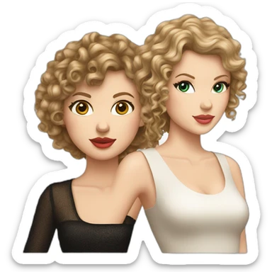 taylor swift and a white girl with curly borwn hair sticker