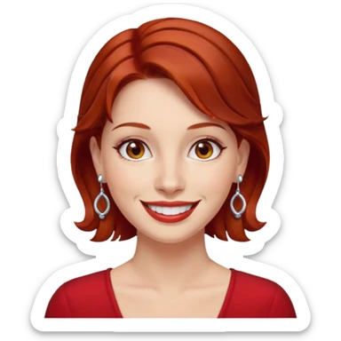 kadın, kumral saçlı kırmızı küpeli  sticker