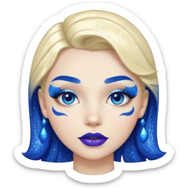 blue lipstick with glitter sticker