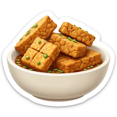 tofu tempe fried snacks fritters in a white bowl white sambal sticker