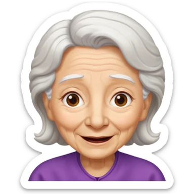 Abuela, muchas arrugas, aspecto feliz, el pelo blanco sticker