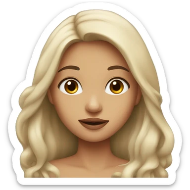A girl with long dark hair, full lips and brown eyes sticker