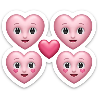 Generate luxe silk satin look emoji sets about love at first sight using baby pink and white colour.  sticker