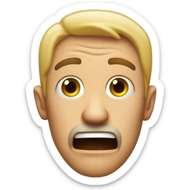 scared man pointing pointing backwards looking at camera sticker