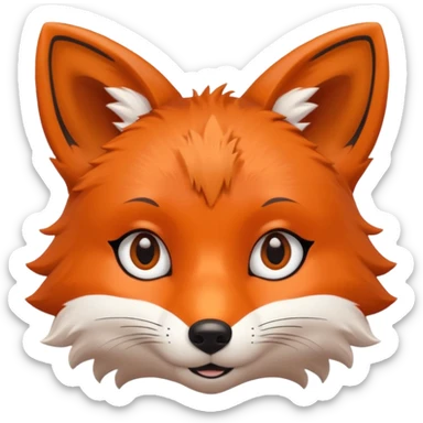 simple cute fox only face, simple eyes, only pupils sticker