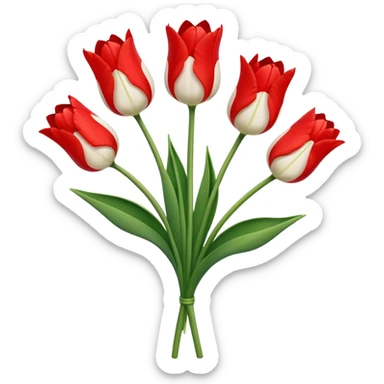 🌷Five much Tulip on white color sticker