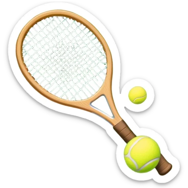 A detailed tennis racket resting on lush green grass beside a bright yellow tennis ball. The scene captures the essence of classic lawn tennis, with a crisp and clean background emphasizing the elegance and tradition of the sport sticker