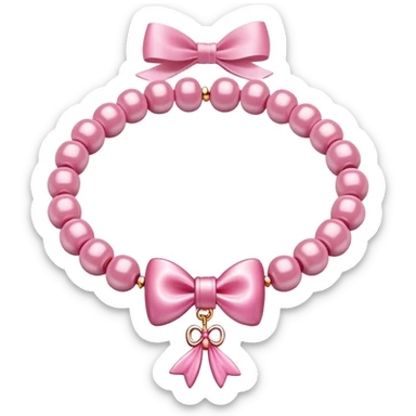 pink bead bracelet with pink bows on it sticker