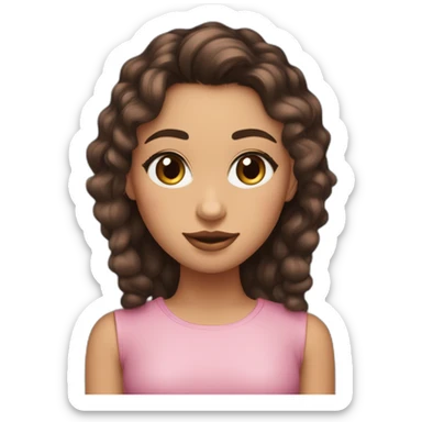 Una chica de piel morena ojos marrones con pelo largo, ondulado y de color negro; con labio grandes color rosado mate sticker