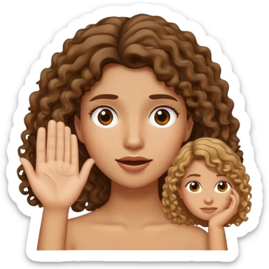 Embarrassed face with hand up, then three different female emojis: woman with long hair, short hair, and curly hair sticker