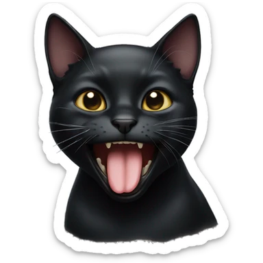 Black cat drooling  sticker