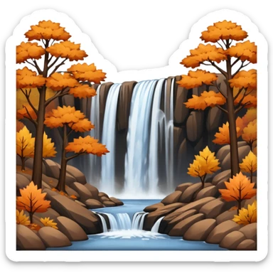 autumn with brown trees waterfall sticker