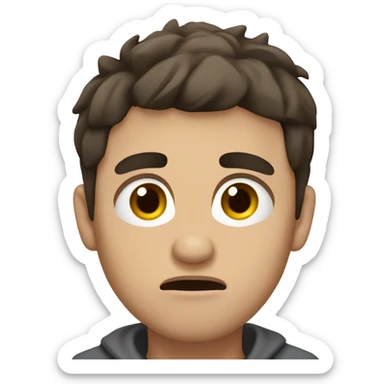 Scared and confused male with short spikey dark brown hair and hazel eyes sticker