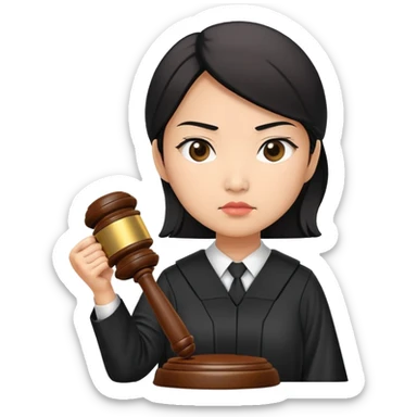 Judge with only gavel Asian female sticker