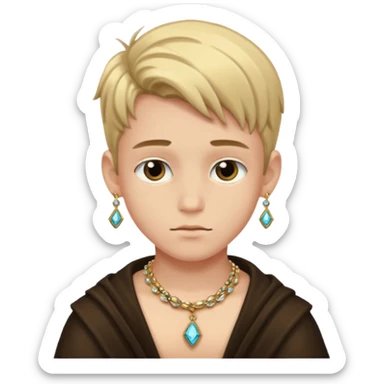 mysterious boy with jewelry sticker