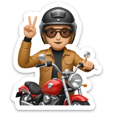 Jul qui fe le signe jul sur une moto sticker